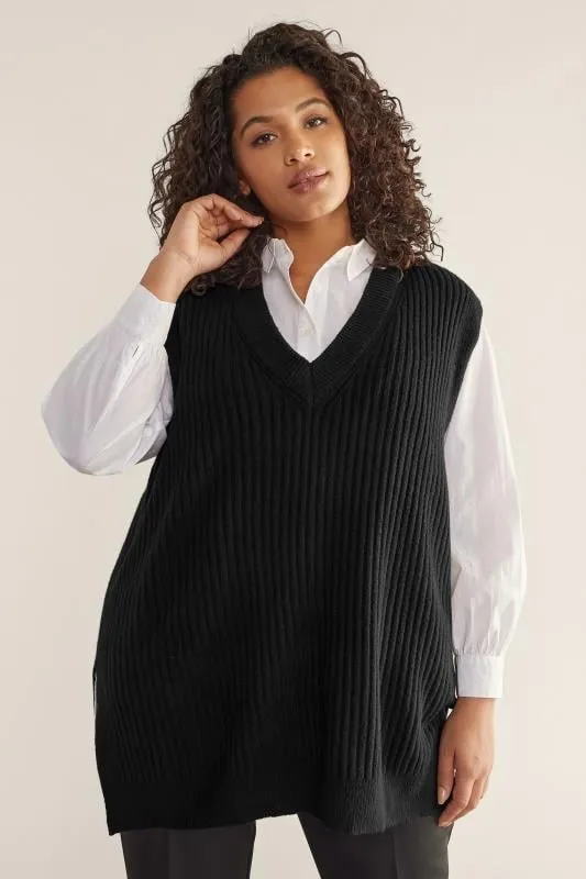 EVANS Curve Black Knitted Vest Top