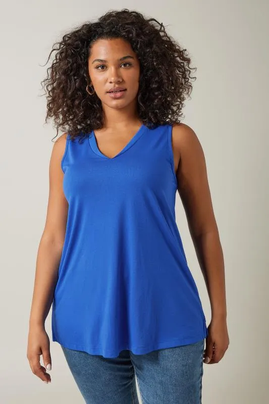 EVANS Curve Cobalt Blue Modal Rich Vest Top