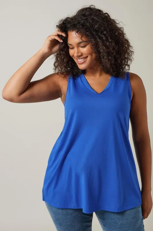 EVANS Curve Cobalt Blue Modal Rich Vest Top