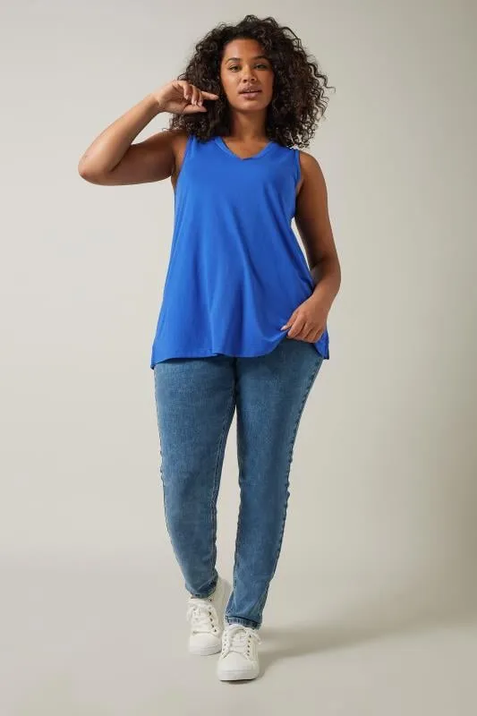 EVANS Curve Cobalt Blue Modal Rich Vest Top