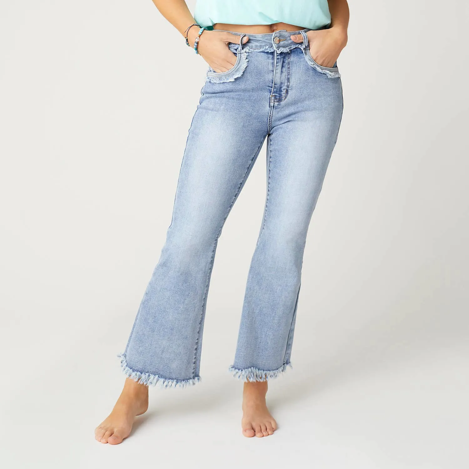 Everstretch Ankle Jeans with Fringe Detail