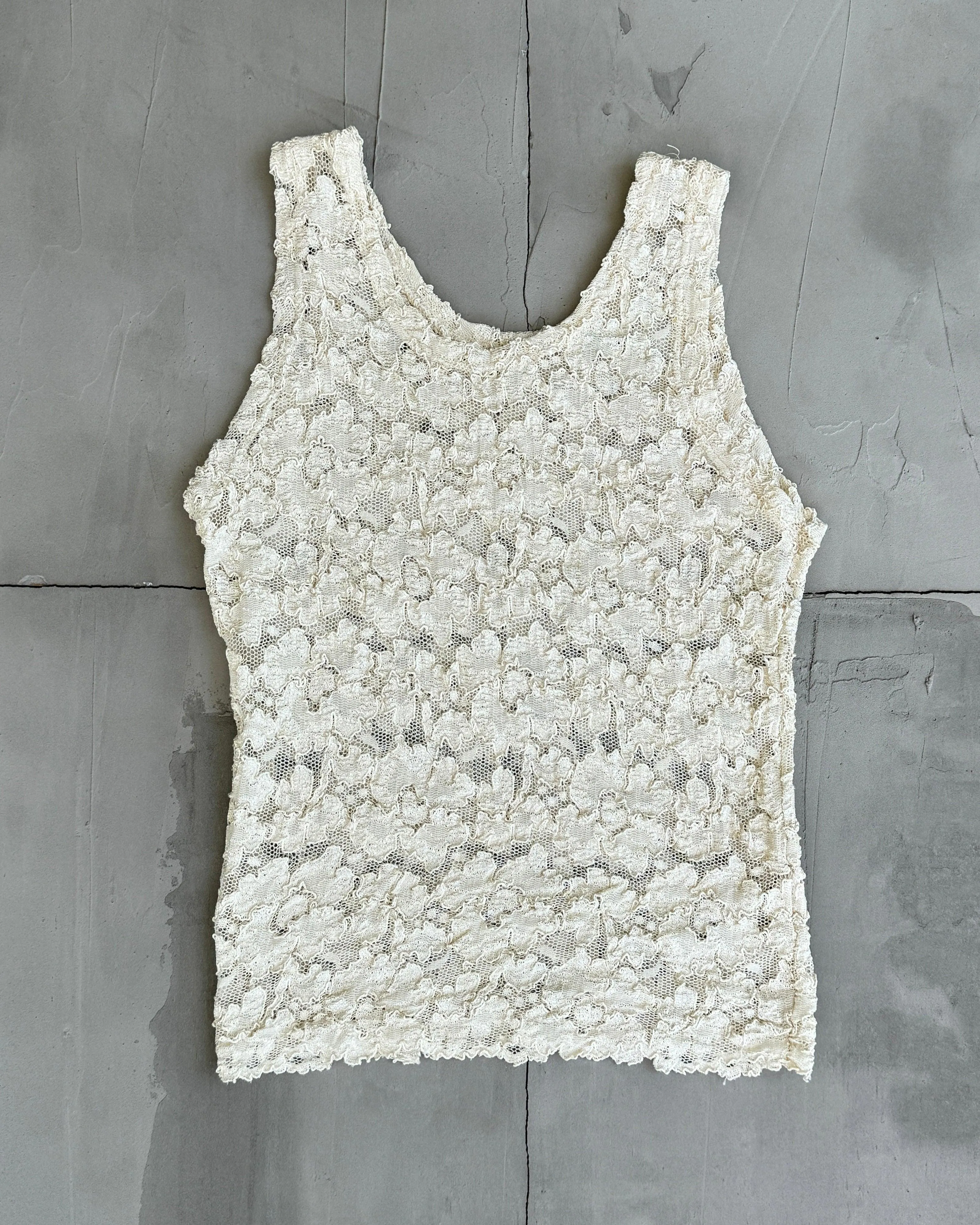 FLORAL LACE MESH VEST TOP - S