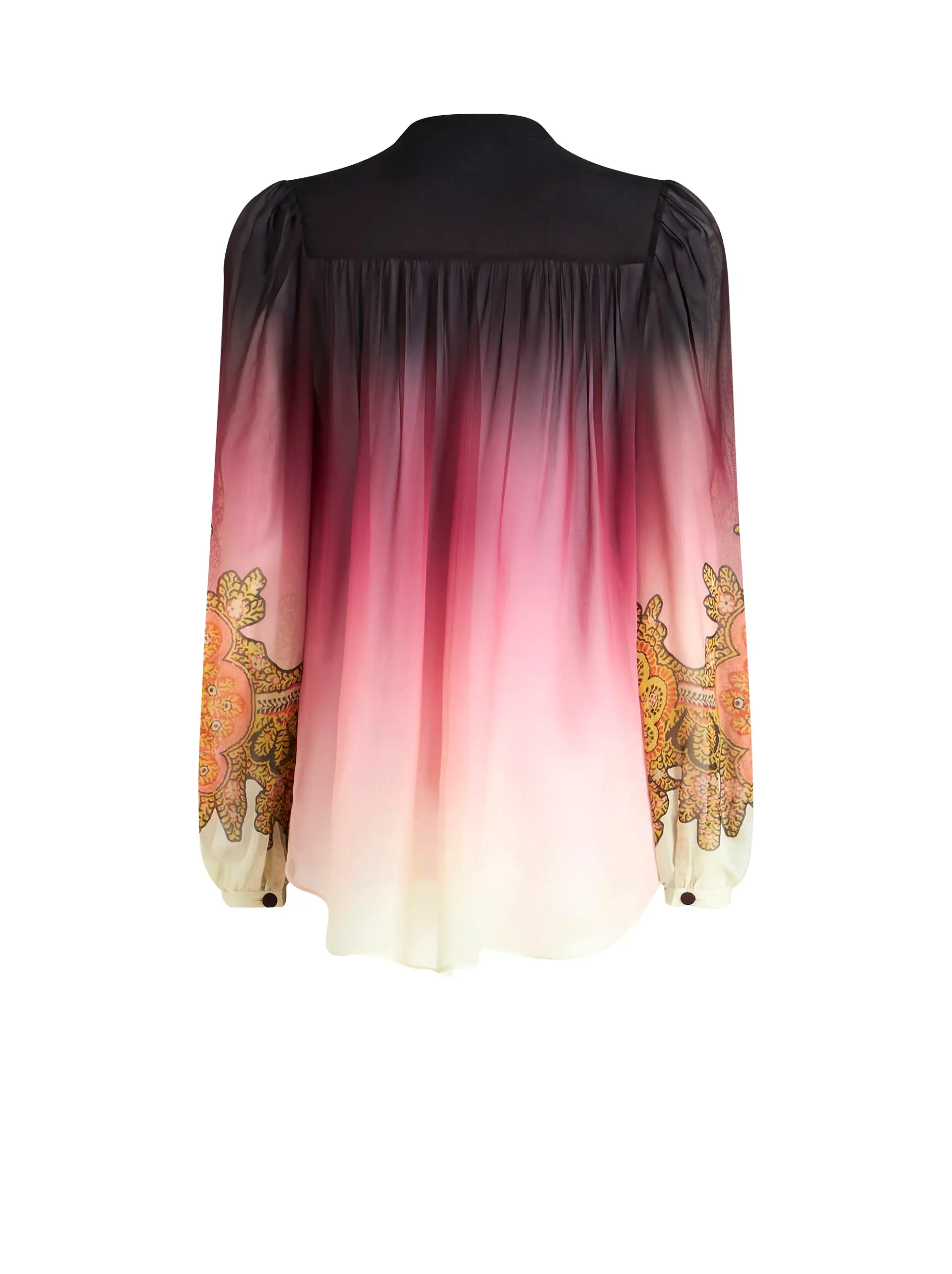 Front Tie Ruffle Shoulder Tie-Dye Blouse in Rose