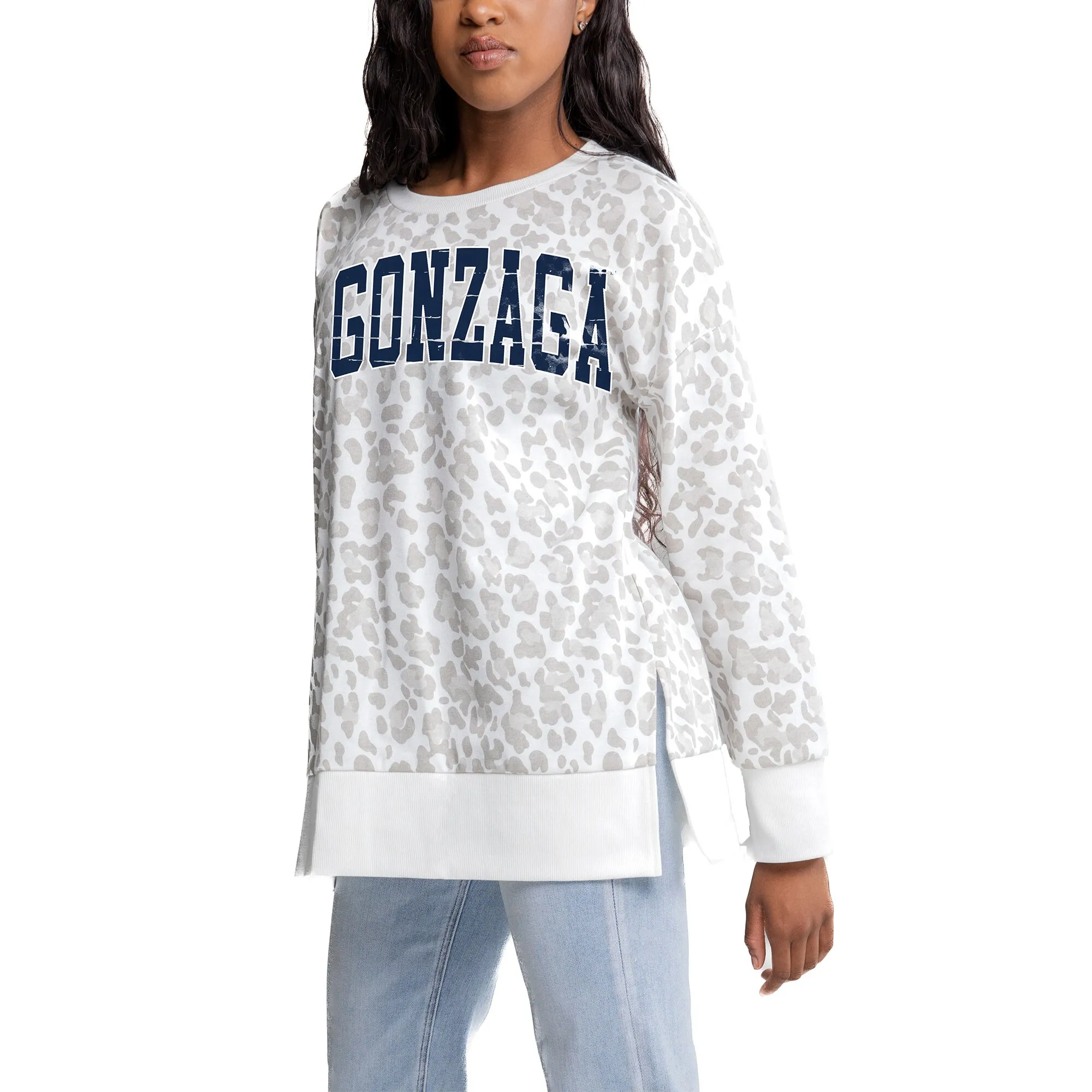 Gameday Couture Gonzaga Bulldogs Women's Gray Side-Slit French Terry Crewneck Sweatshirt