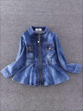 Girls Peplum Denim Jacket