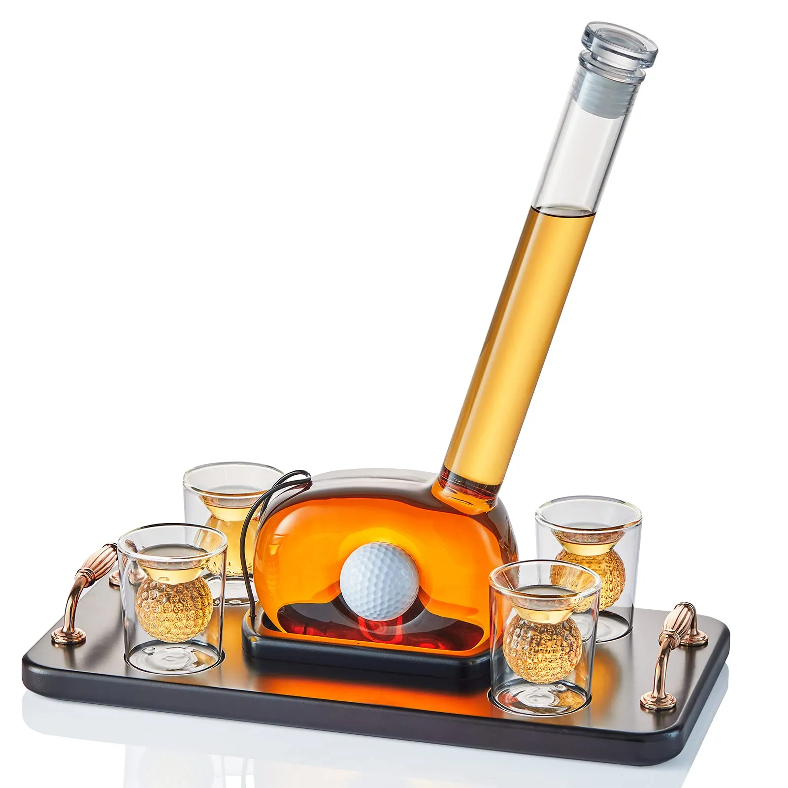 Golf Decanter Whiskey Decanter Set with 4 Golf Ball Whiskey Glasses