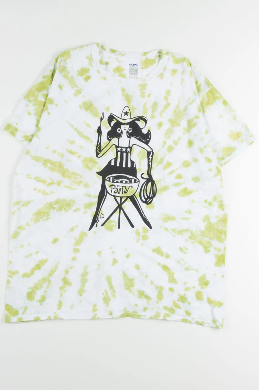 Green Spotted Grill Cowgirl Tie Dye Tee