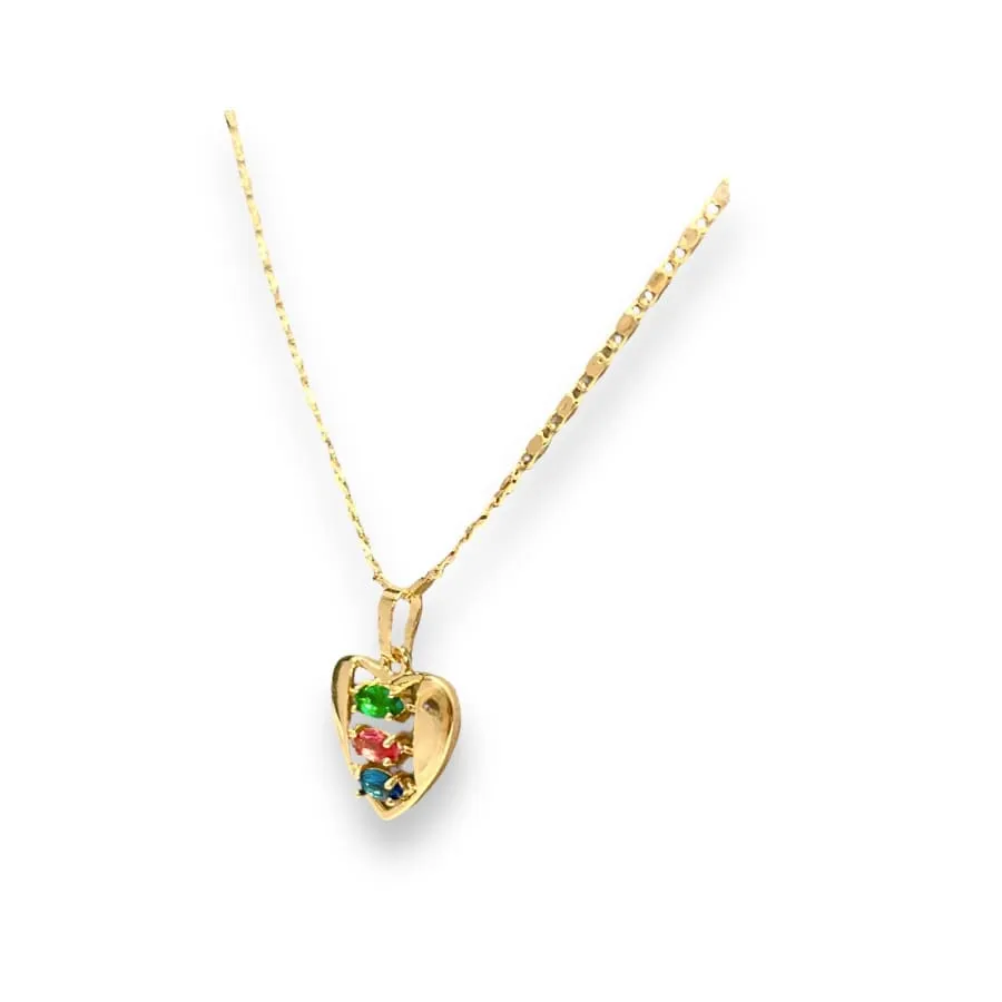 Heart in multicolor crystals chain necklace in 18k of gold plated