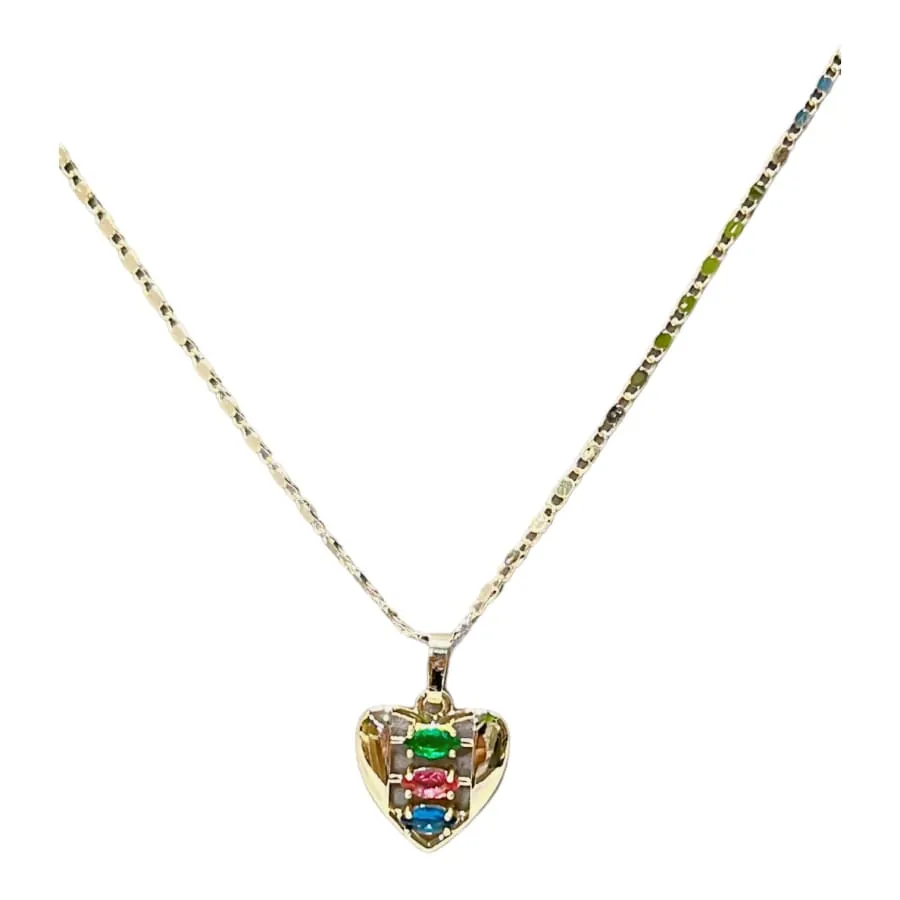 Heart in multicolor crystals chain necklace in 18k of gold plated