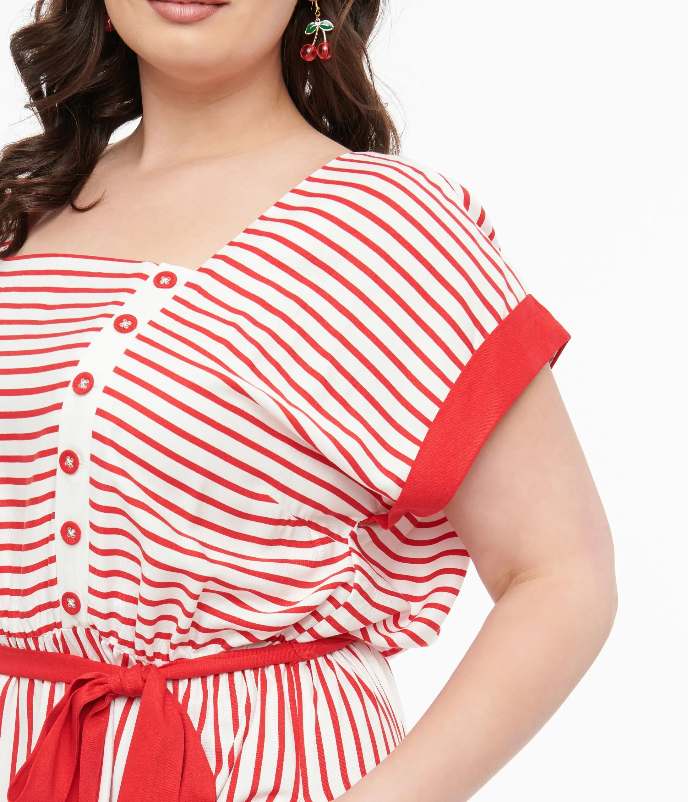 Hell Bunny Plus Size 1940s Red & White Stripe Ahoy Dress