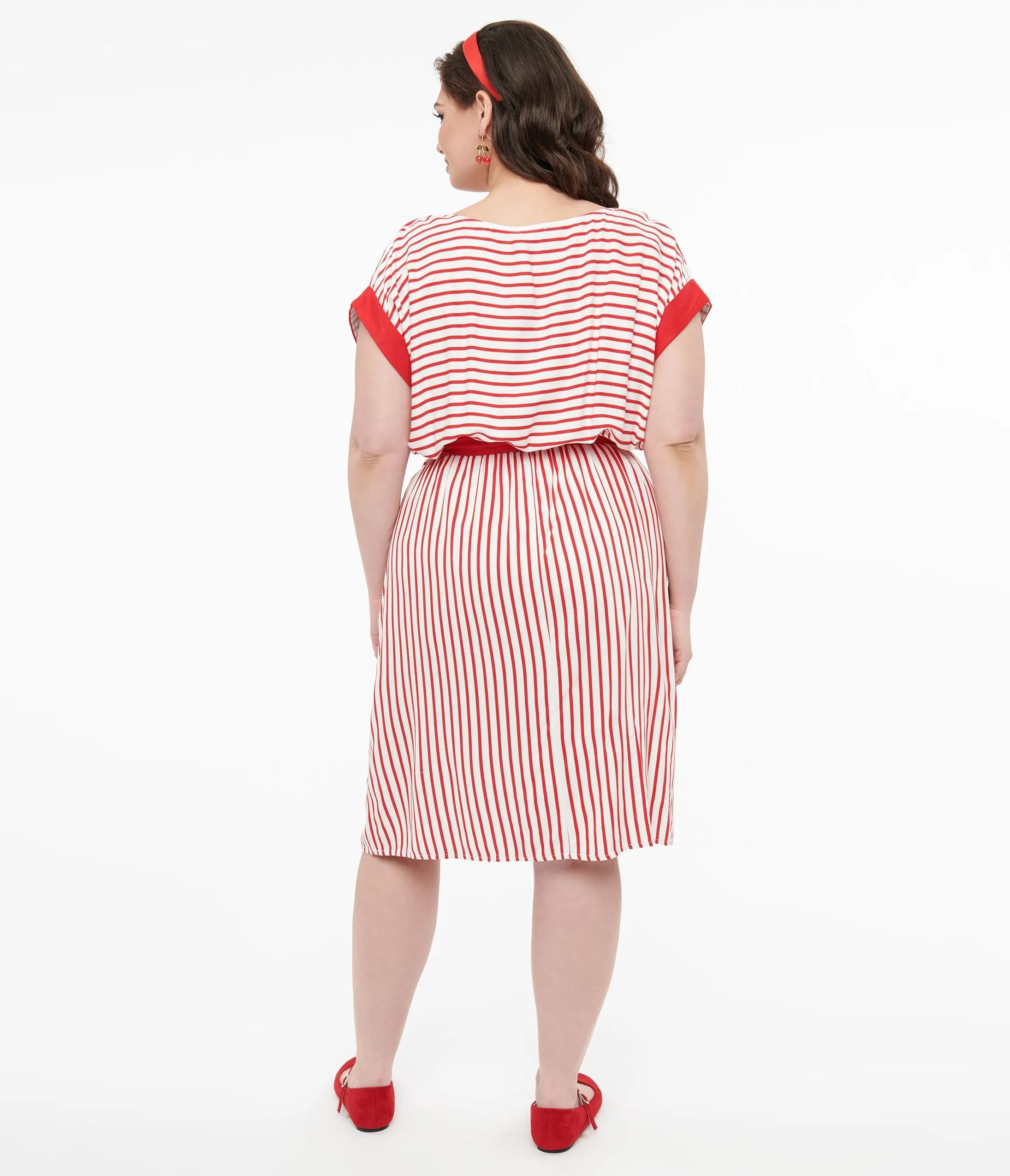 Hell Bunny Plus Size 1940s Red & White Stripe Ahoy Dress