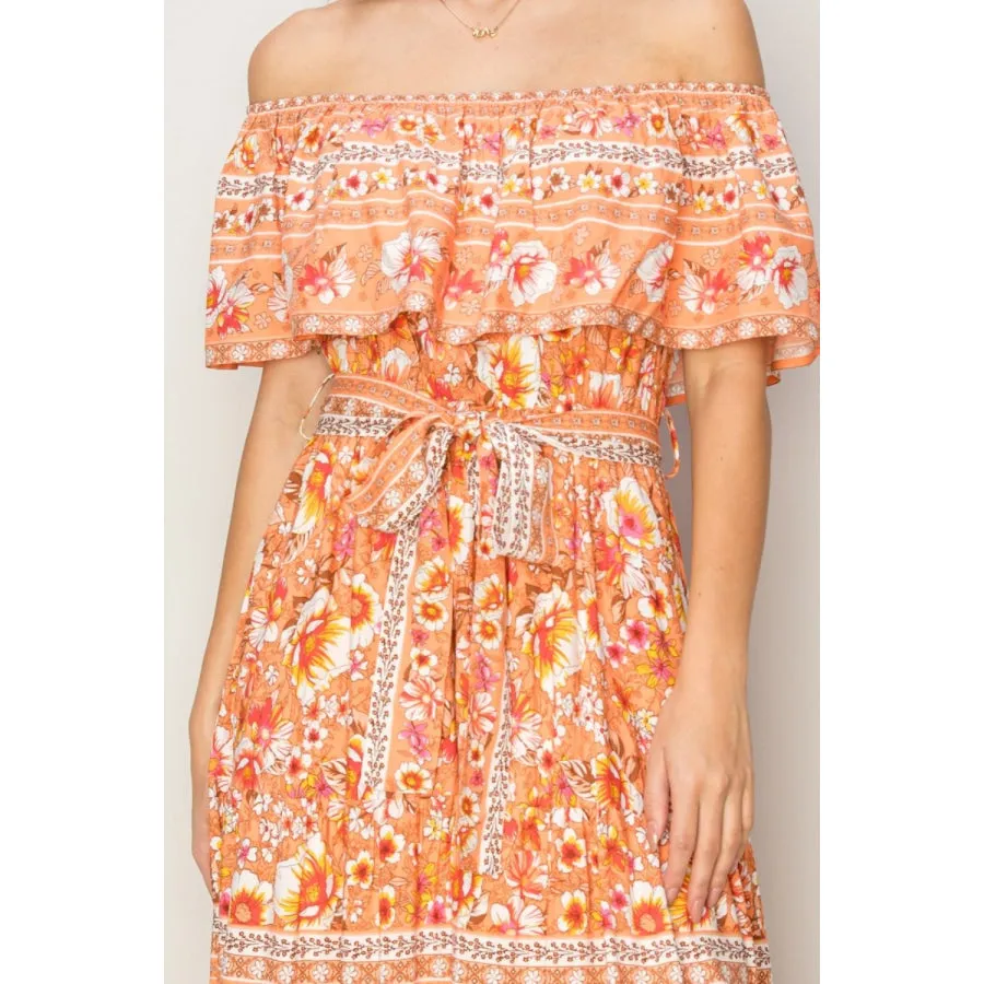 HYFVE Floral Off-Shoulder Tie Front Maxi Dress