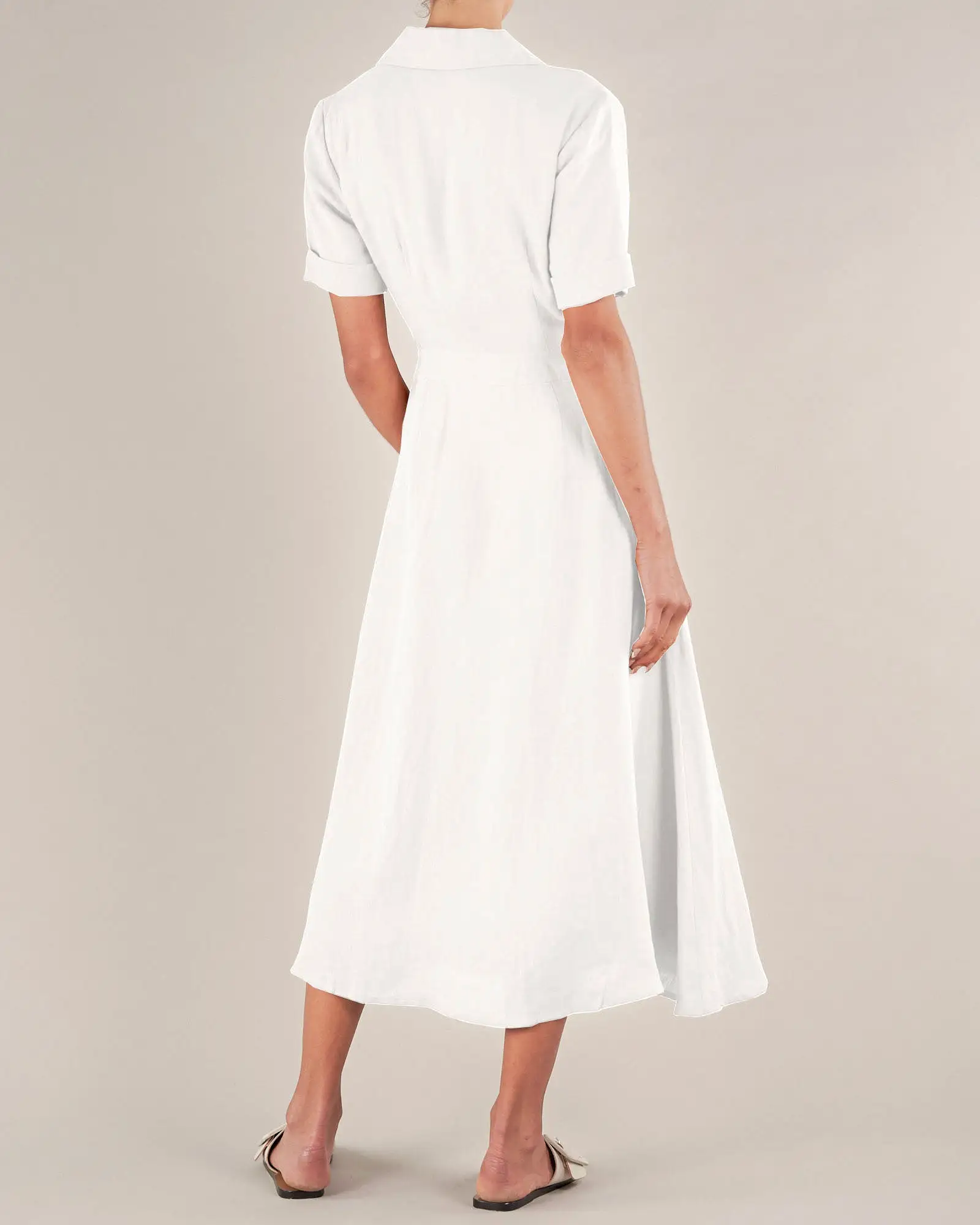 Ines Linen Tie Front Dress - White