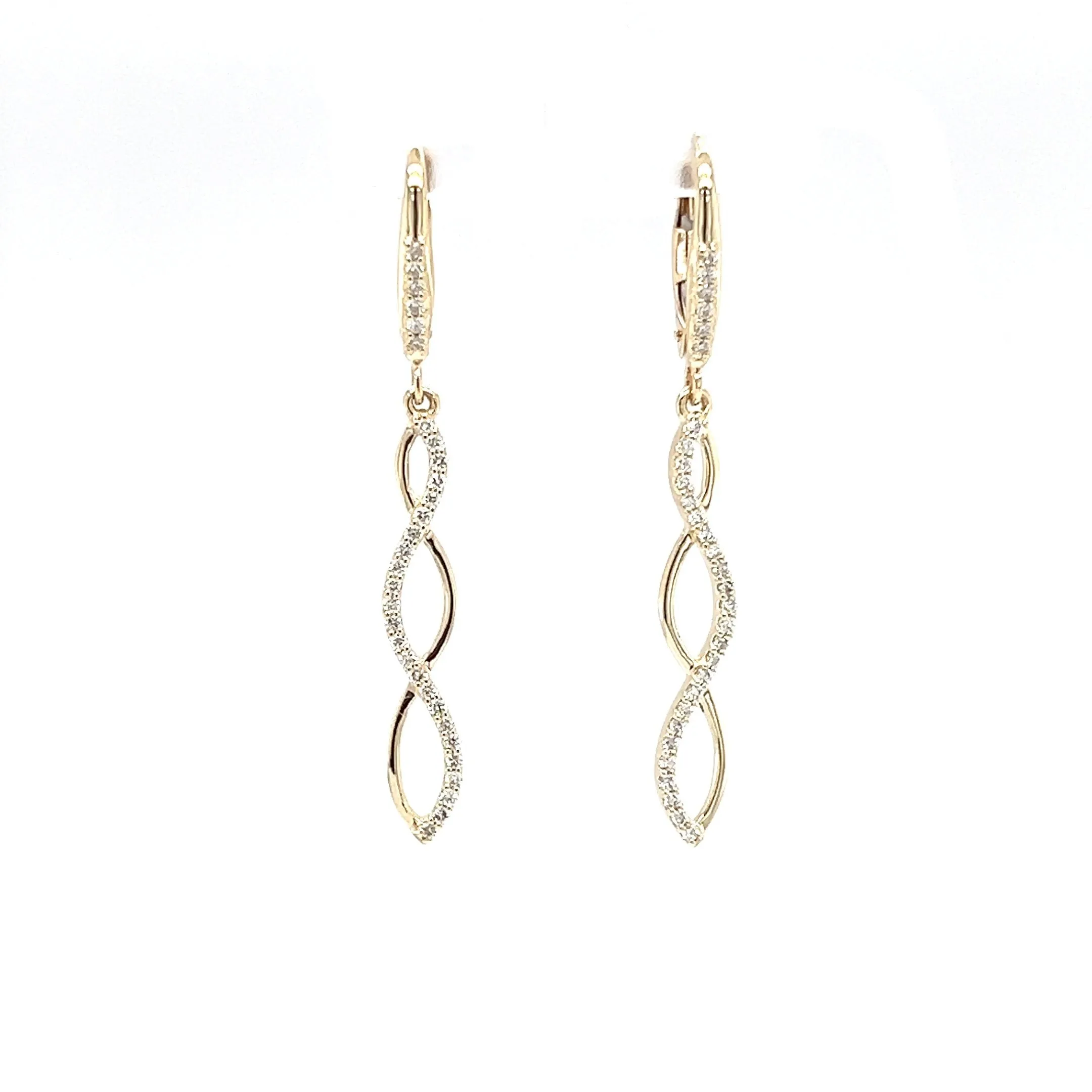 Infinity Dangle Earrings with 0.3CTW of Diamonds in 14K Yellow Gold