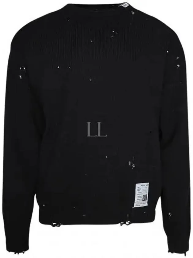 J12SW513 Black Distressed Knit Sweater