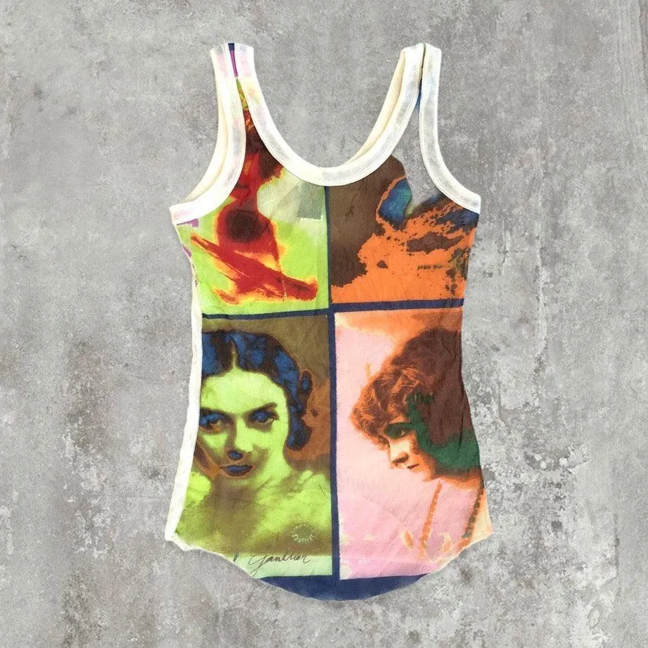 Jean Paul Gaultier JPG ‘Andy Warhol’ Inspired Faces Mesh Vest Top