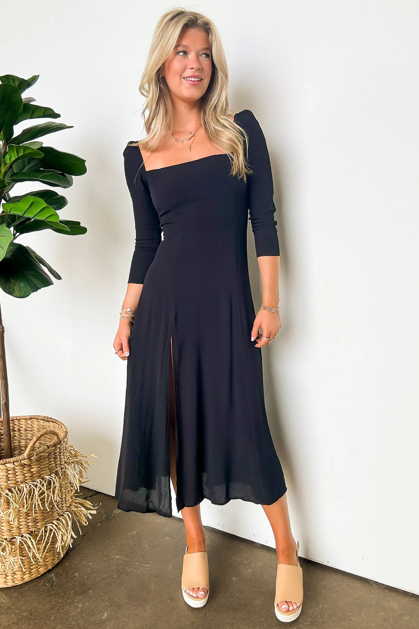 Jenna Side Slit Midi Dress