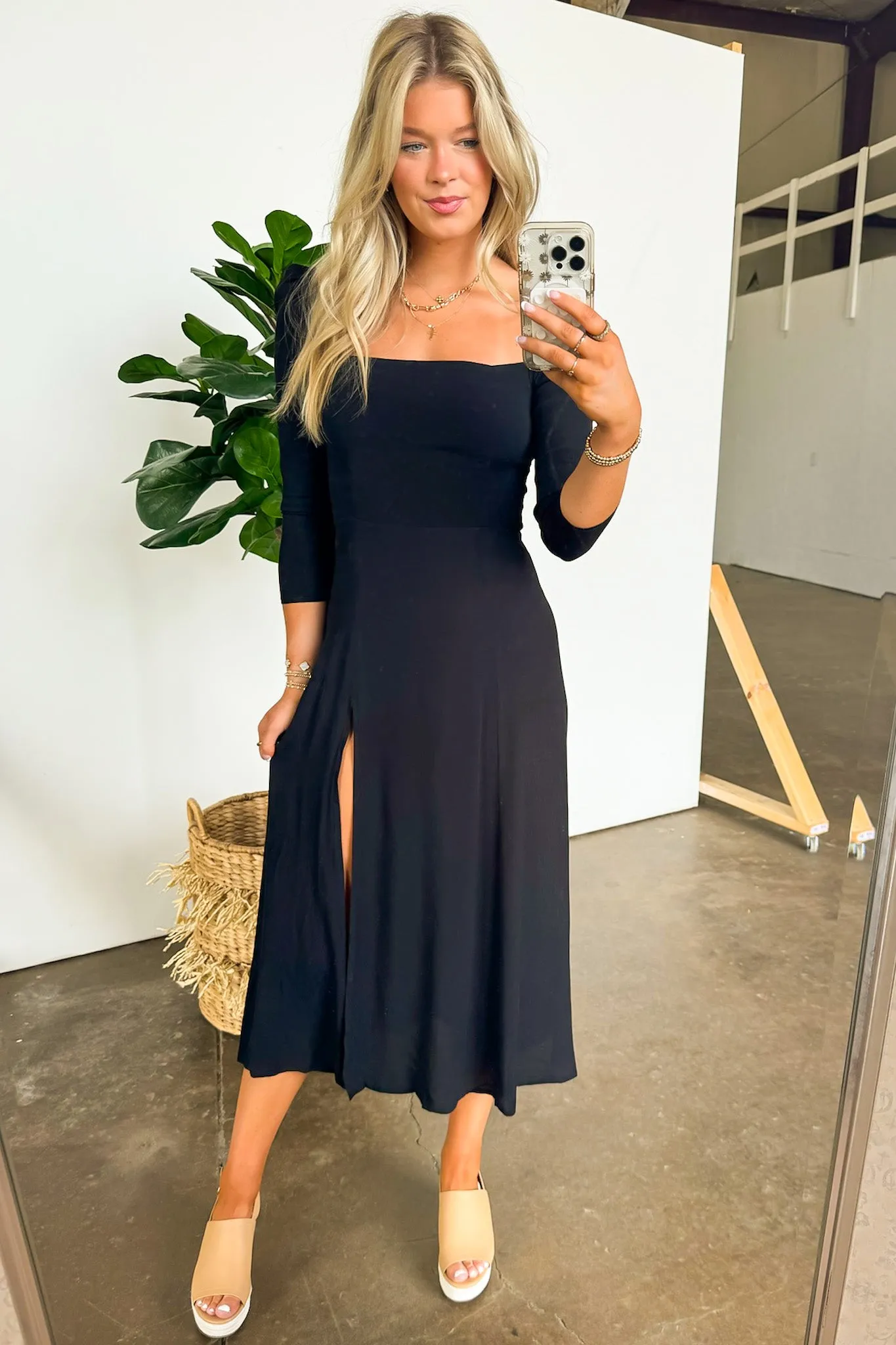 Jenna Side Slit Midi Dress