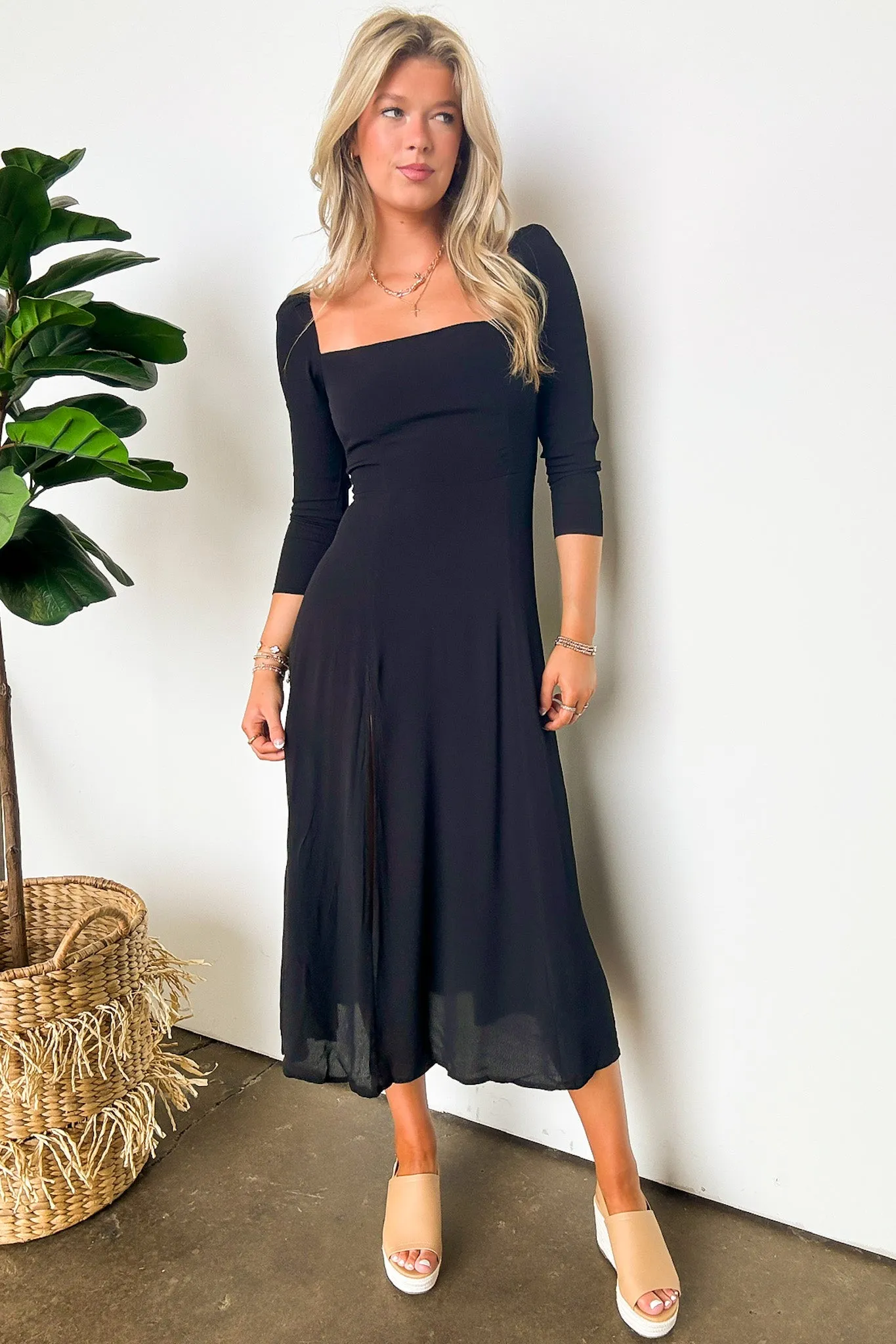 Jenna Side Slit Midi Dress