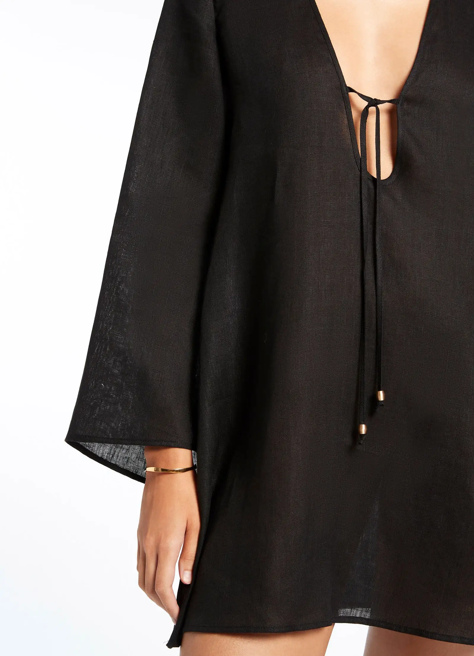 Jetset Tie Front Kaftan - Black