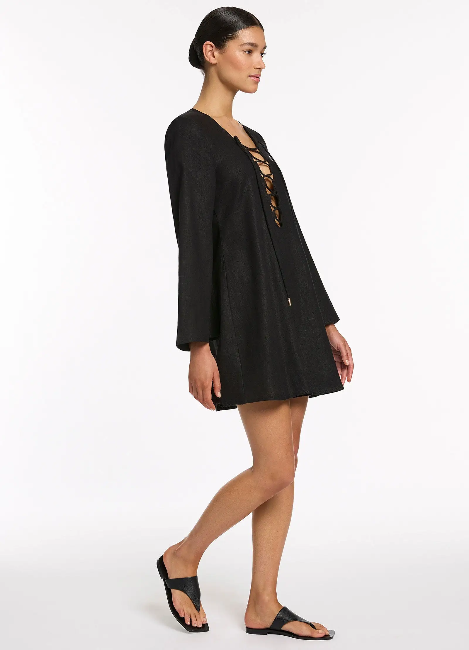 Joali Tie Front Mini Coverup - Black