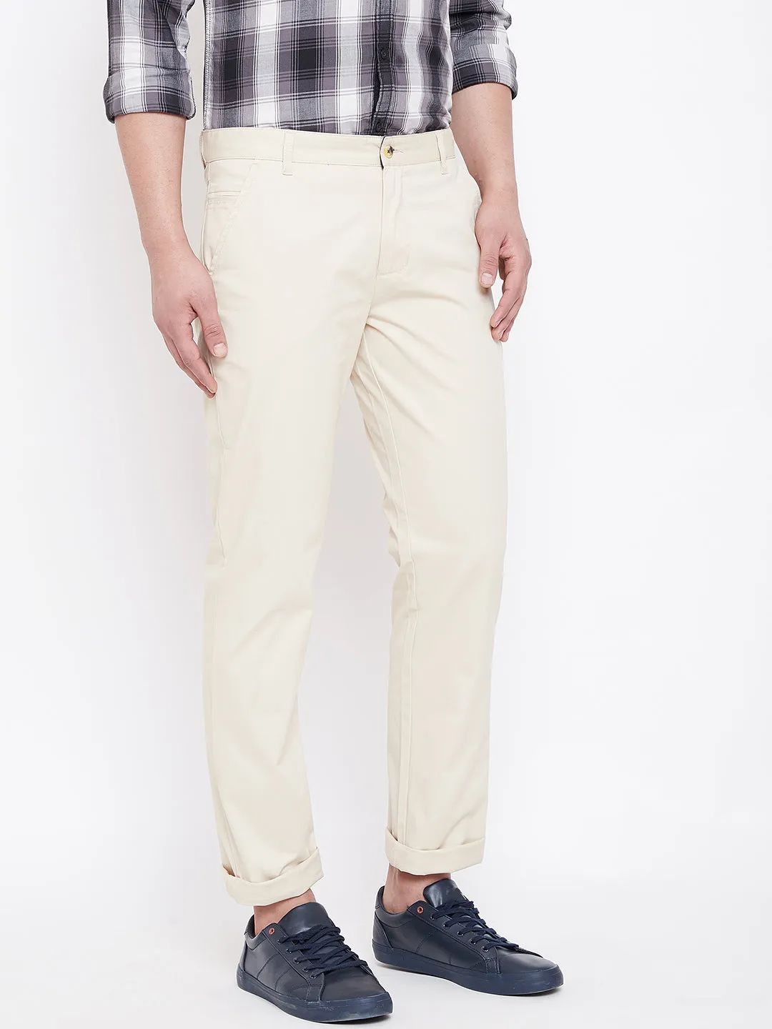 JUMP USA Men Beige Casual Regular Fit Trousers