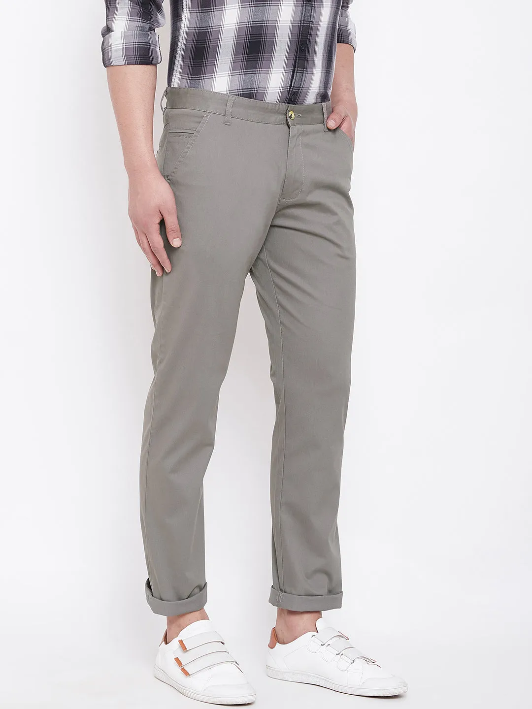 JUMP USA Men Grey Casual Regular Fit Trousers