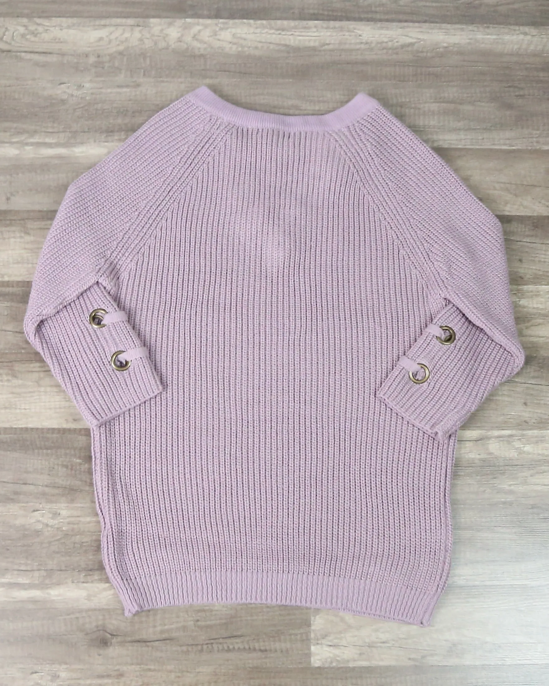 Lace Up Grommet Sweater in Soft Mauve