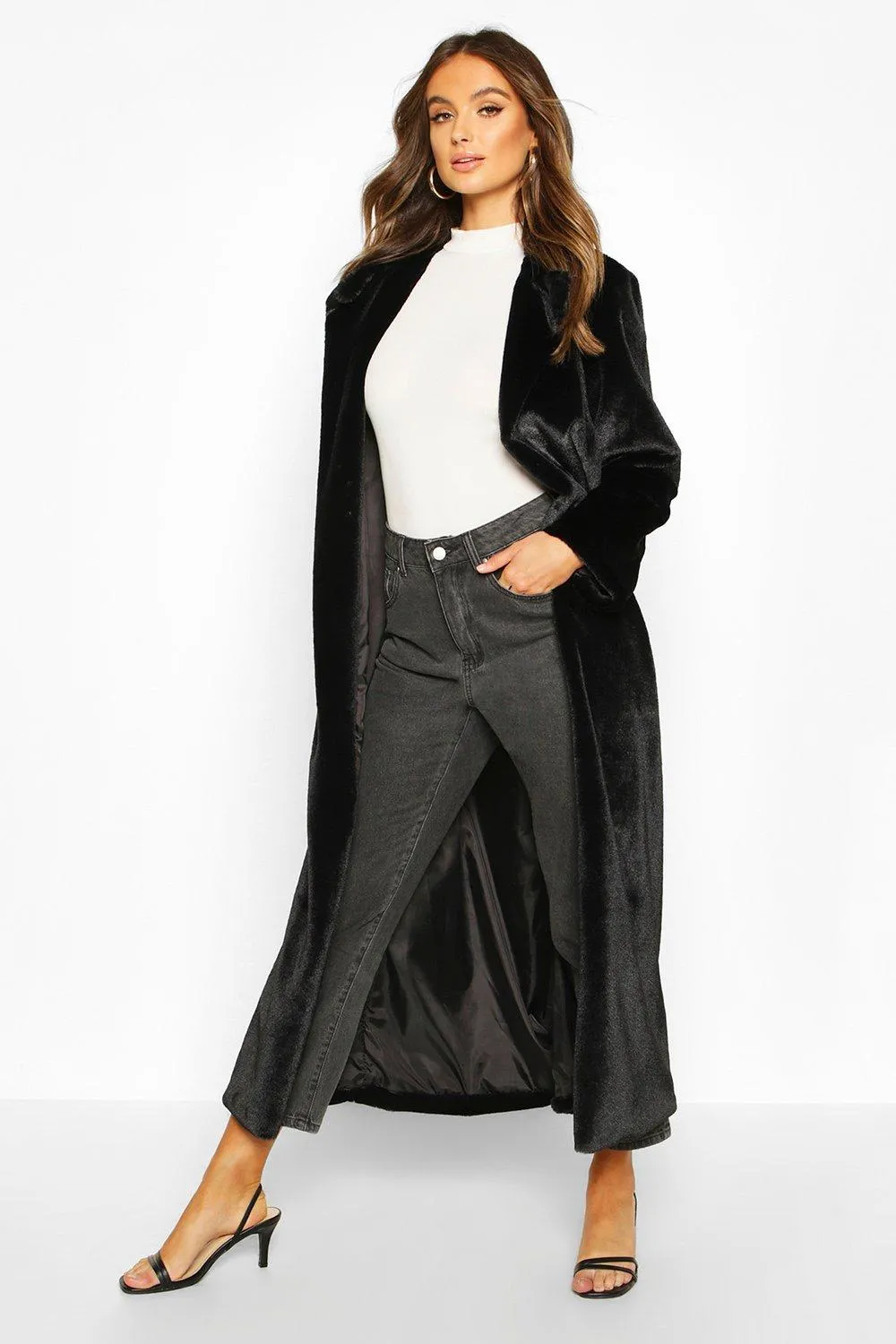 Longline Faux Fur Coat