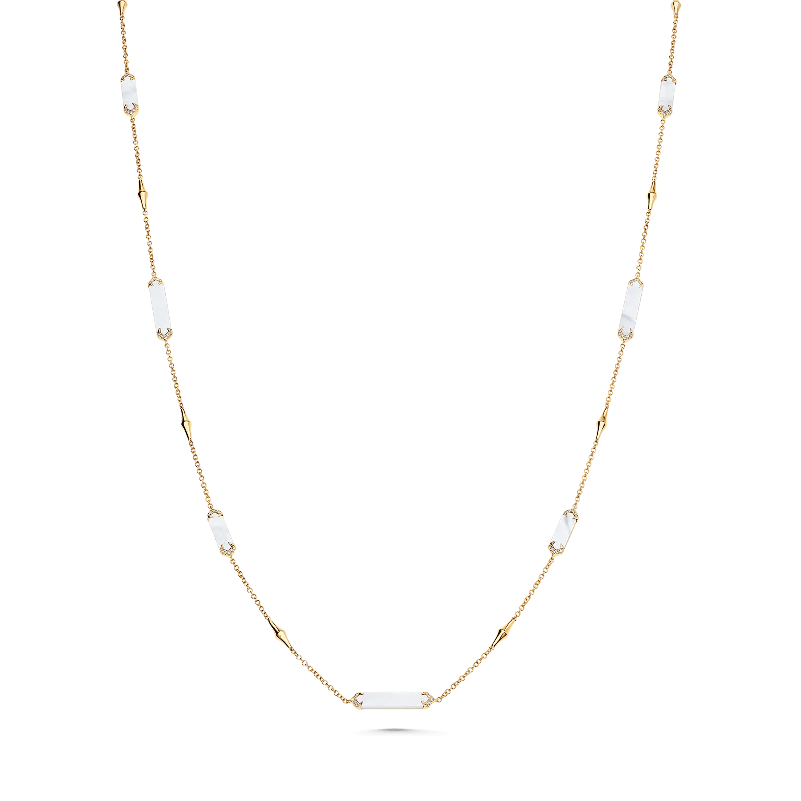 Lucia Mother of Pearl and Gold Elongated Hexagon Necklace