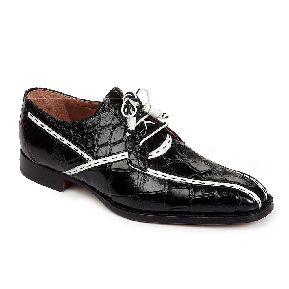 Mauri 4708 Men's Dress Domino Alligator Black Oxfords (MA3016)