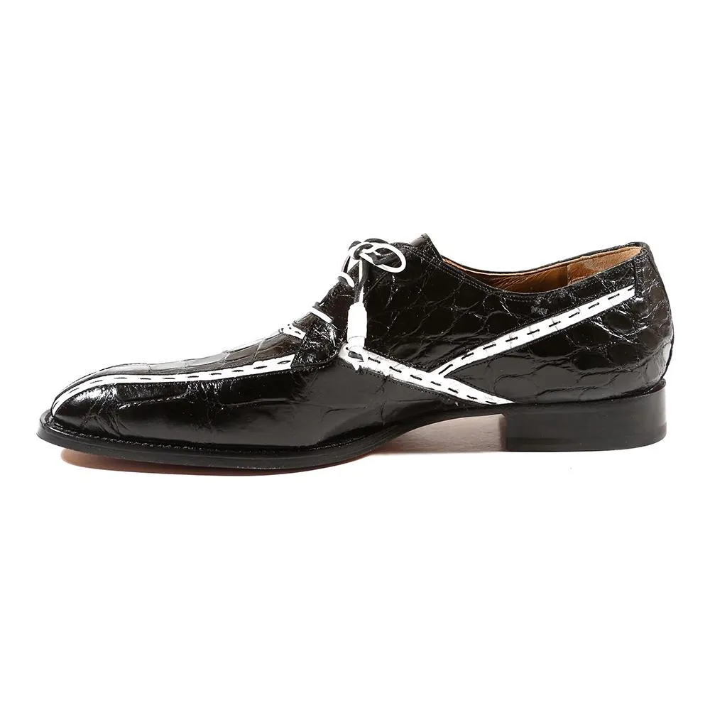 Mauri 4708 Men's Dress Domino Alligator Black Oxfords (MA3016)