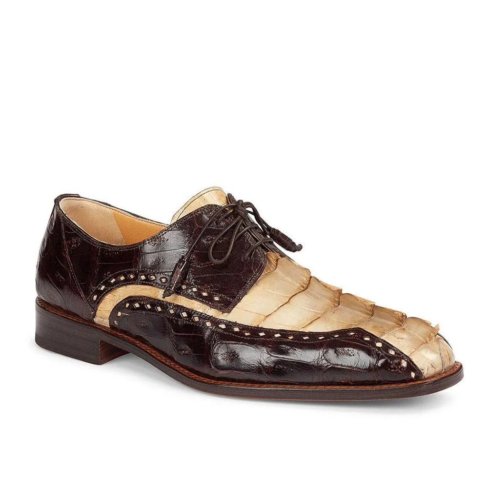 Mauri Men's Borsieri Hornback Baby Croc Hand-Painted Bone Sport Rust Oxfords 4717 (MA4110)