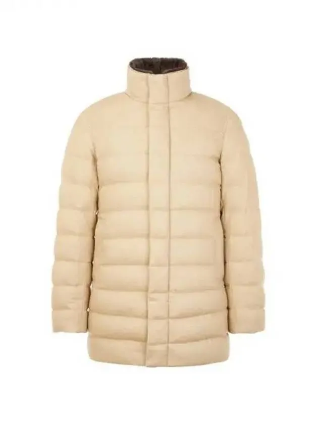 Men s Cashmere Silk Goose Down Padded Coat Beige 271398