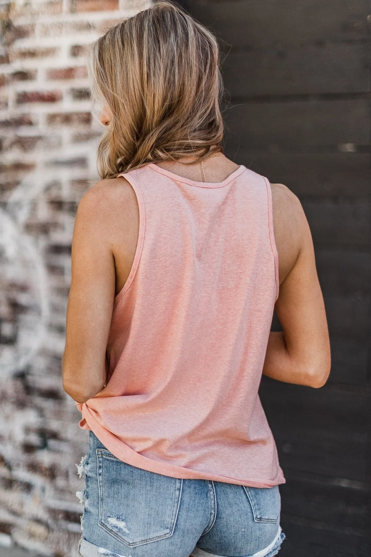 Miss Independent Side Slit Tank Top- Pink