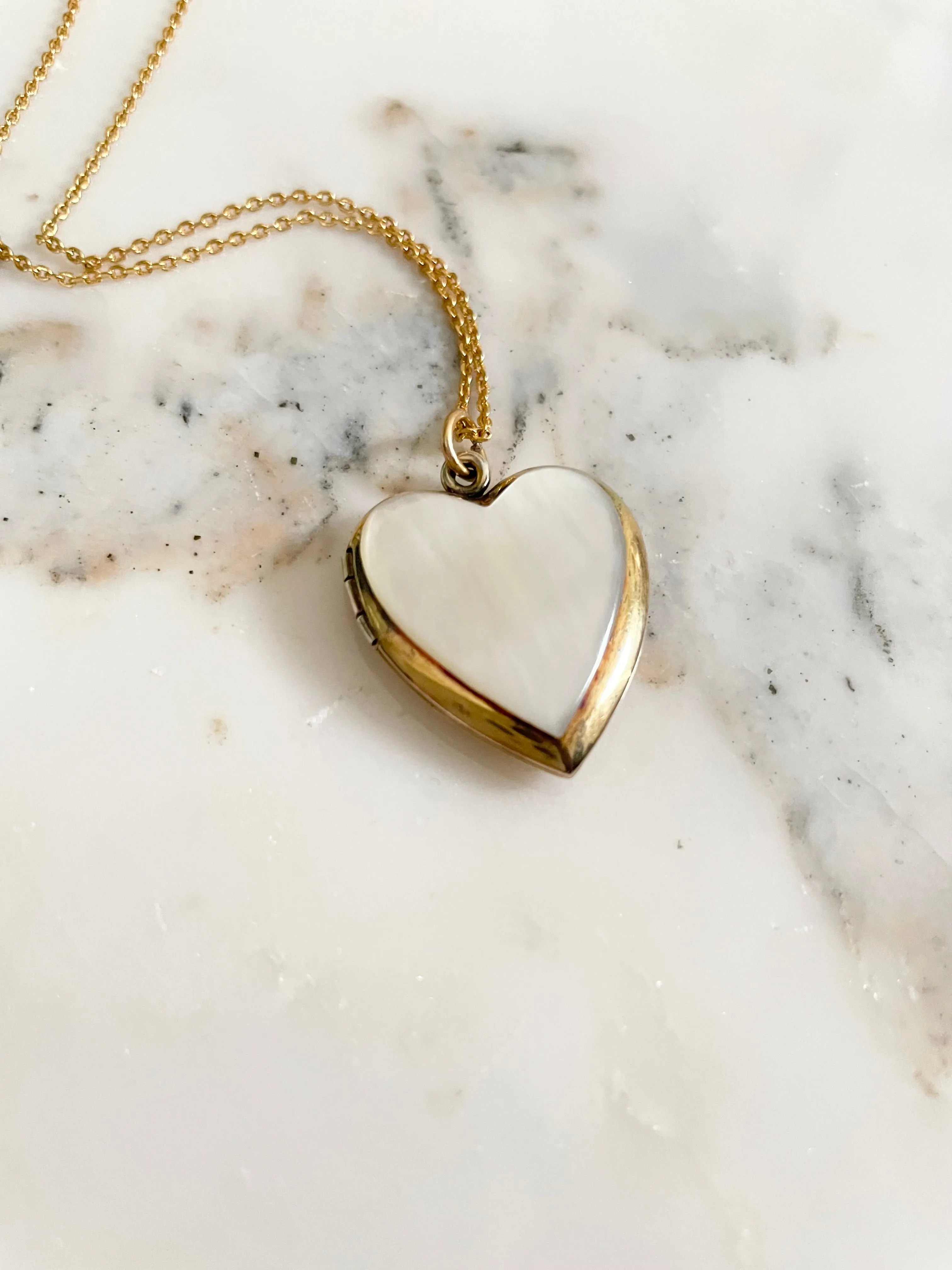 Mother of Pearl Heart Locket