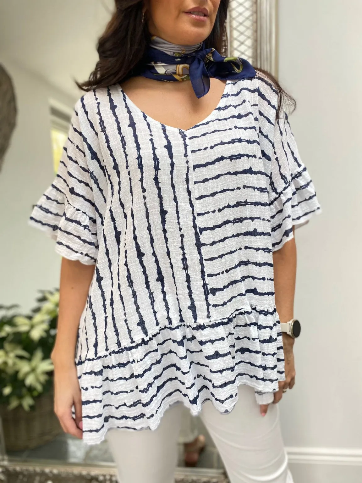 Multi Stripe Frill Top Darcey