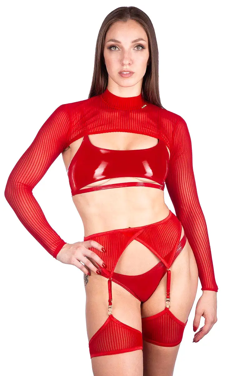 Naughty Thoughts XXX Rated See Through Garter Belt - Red