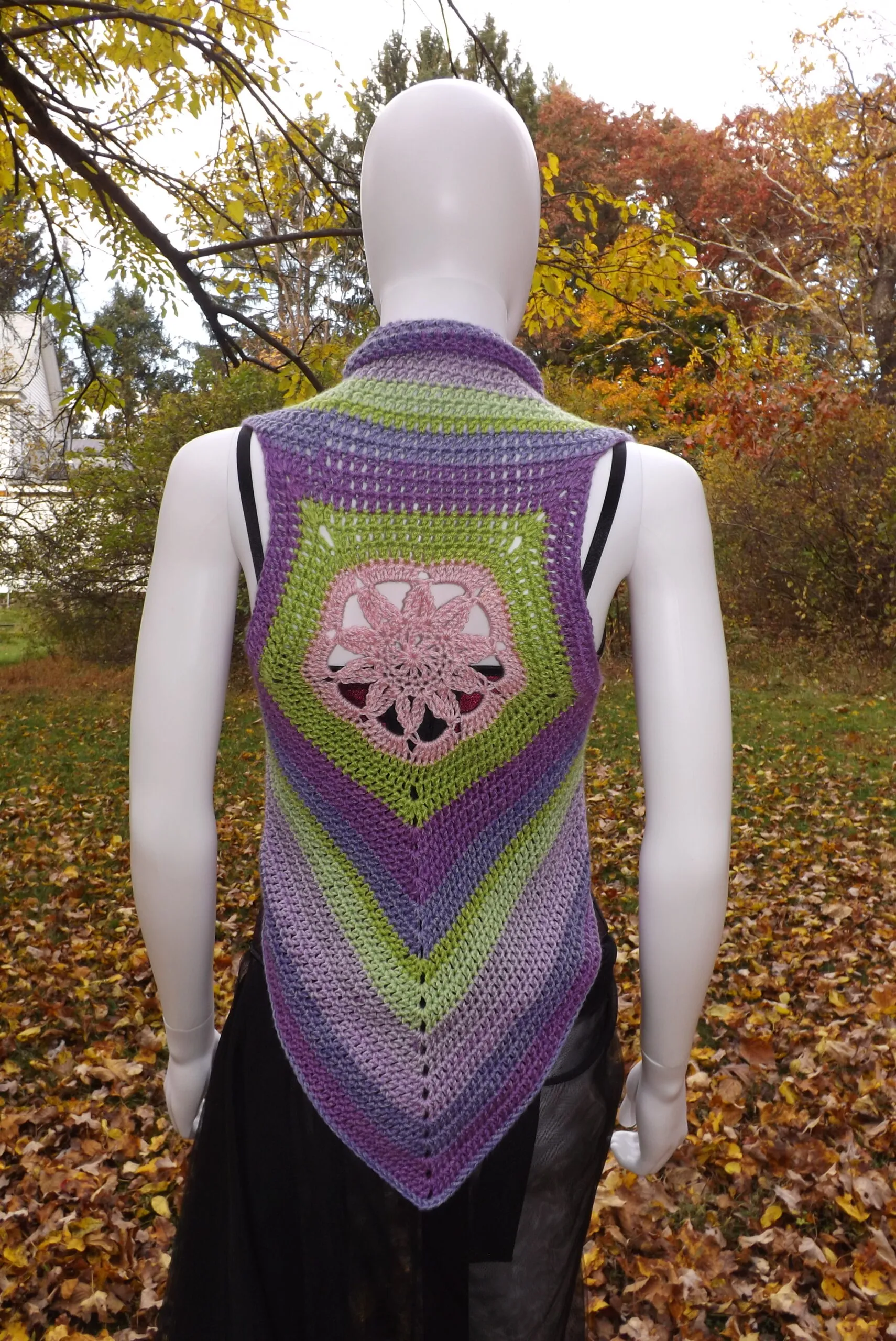 Pastel Crochet Crop Top Vest, Lotus Flower Design