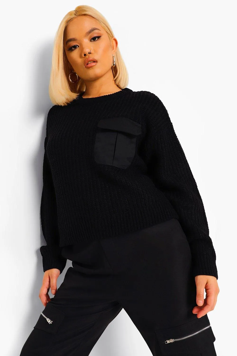 Petite Utility Pocket Knitted Sweater