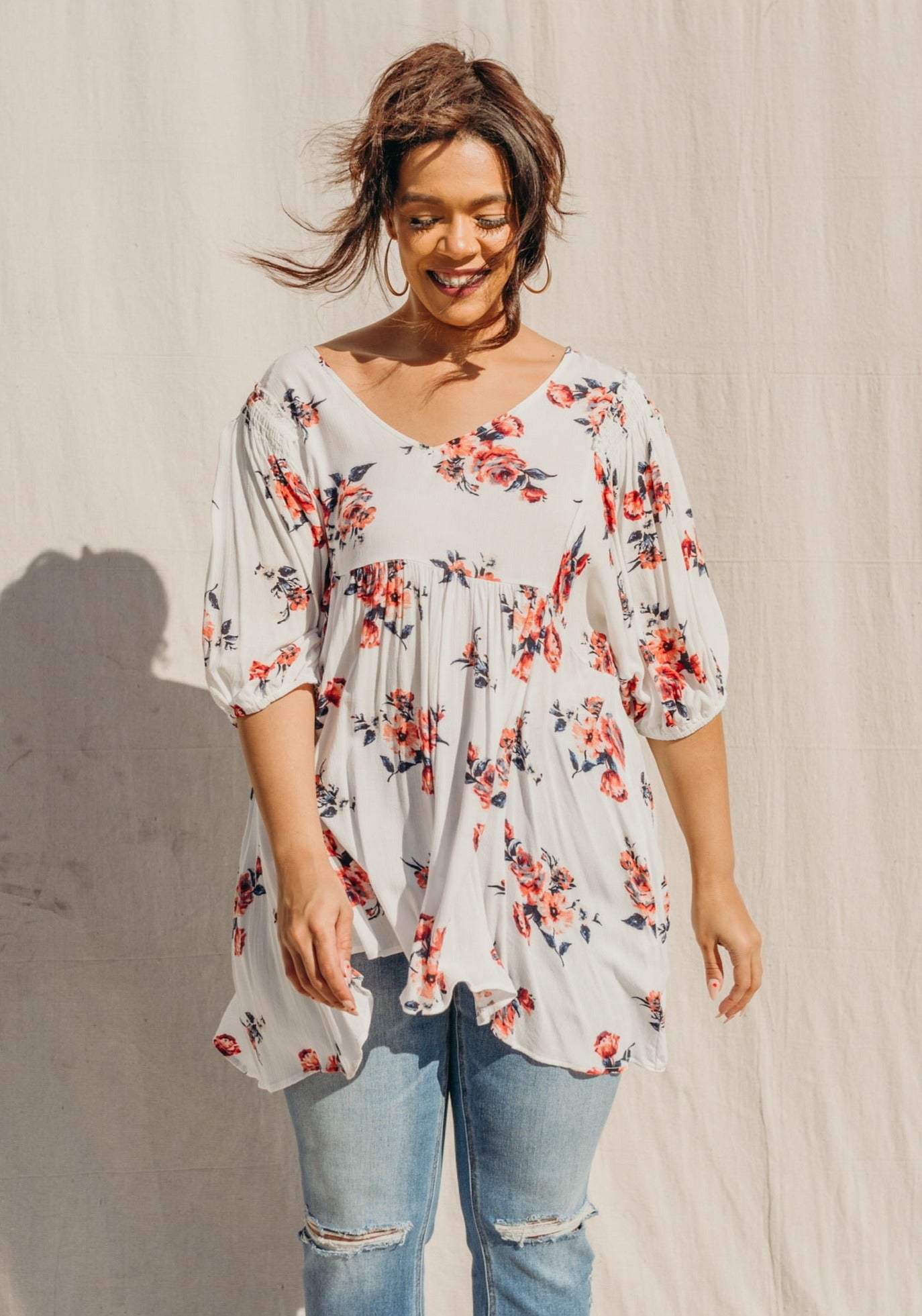 PLUS SIZE Cutting It Close Floral Top