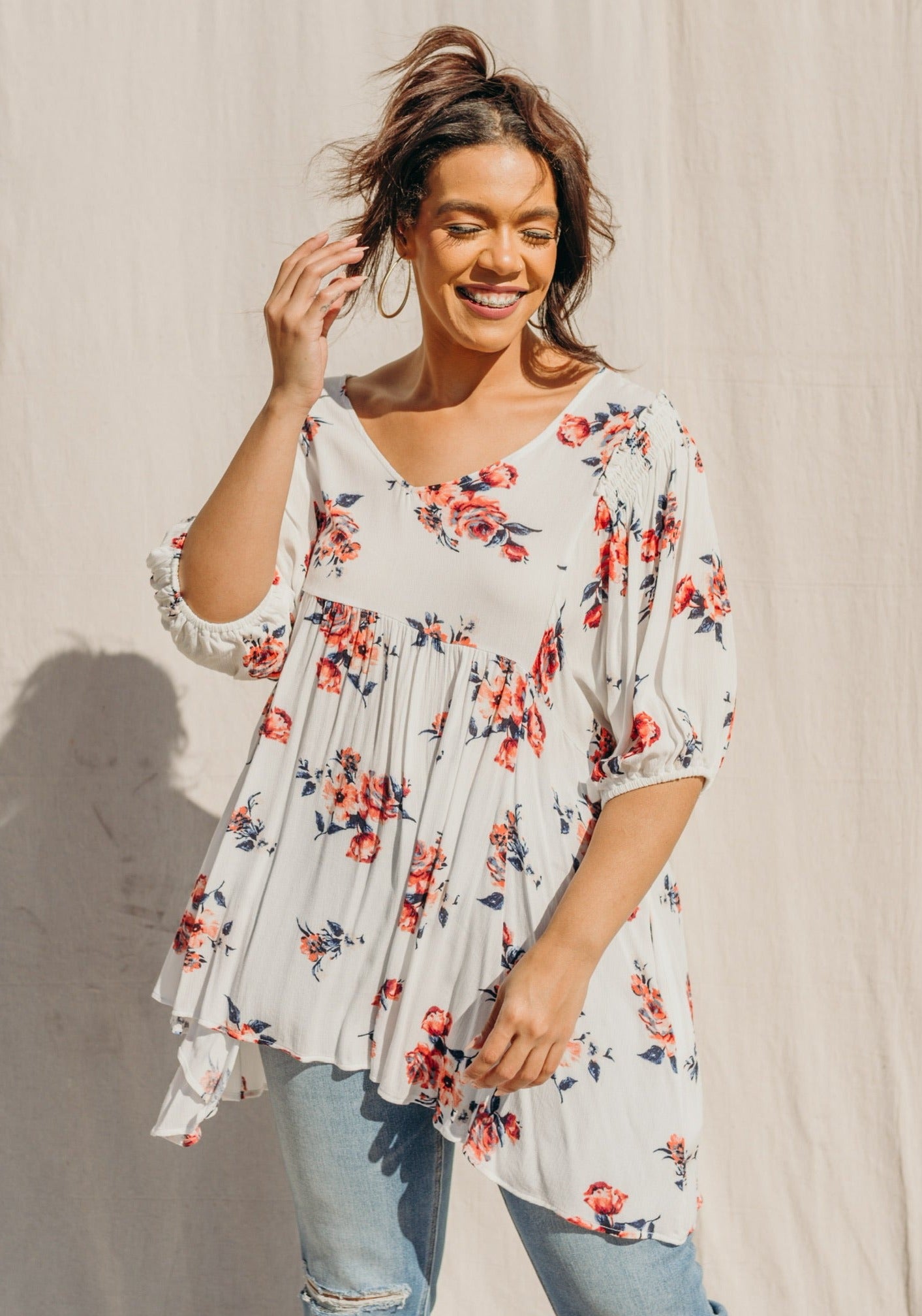 PLUS SIZE Cutting It Close Floral Top