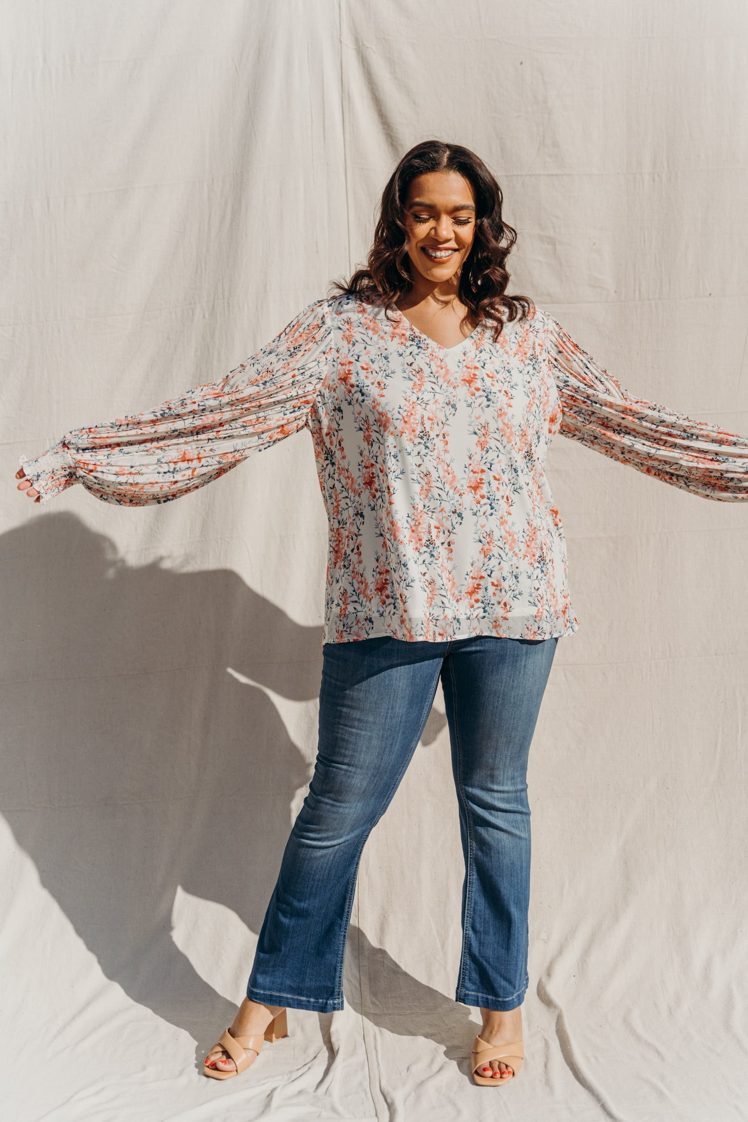 PLUS SIZE In The Moment Pleated Sleeve Blouse