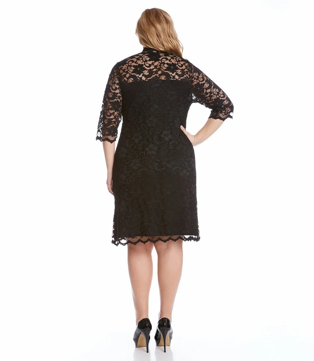 Plus Size V-Neck Scallop Lace Dress