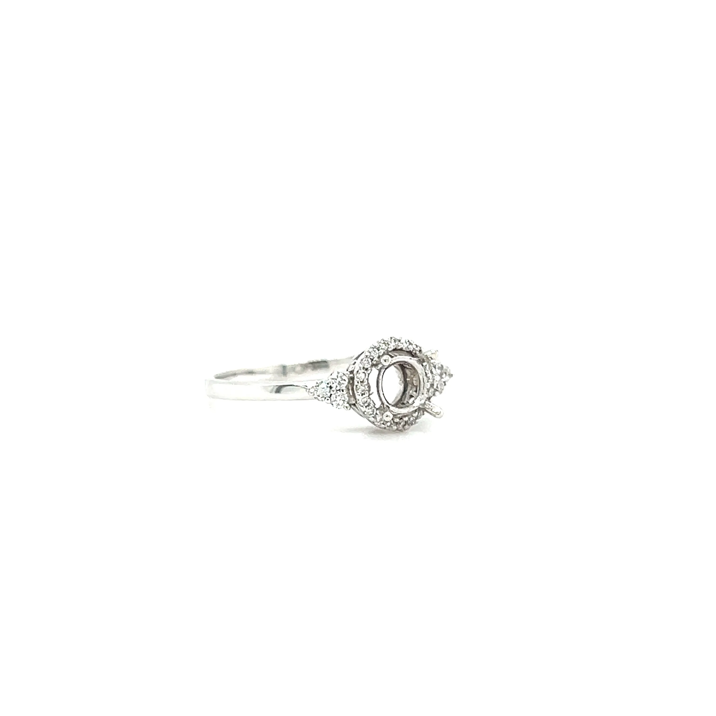 Round Diamond Halo Ring Setting with 0.2ctw of Diamonds in 14K White Gold