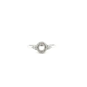 Round Diamond Halo Ring Setting with 0.2ctw of Diamonds in 14K White Gold