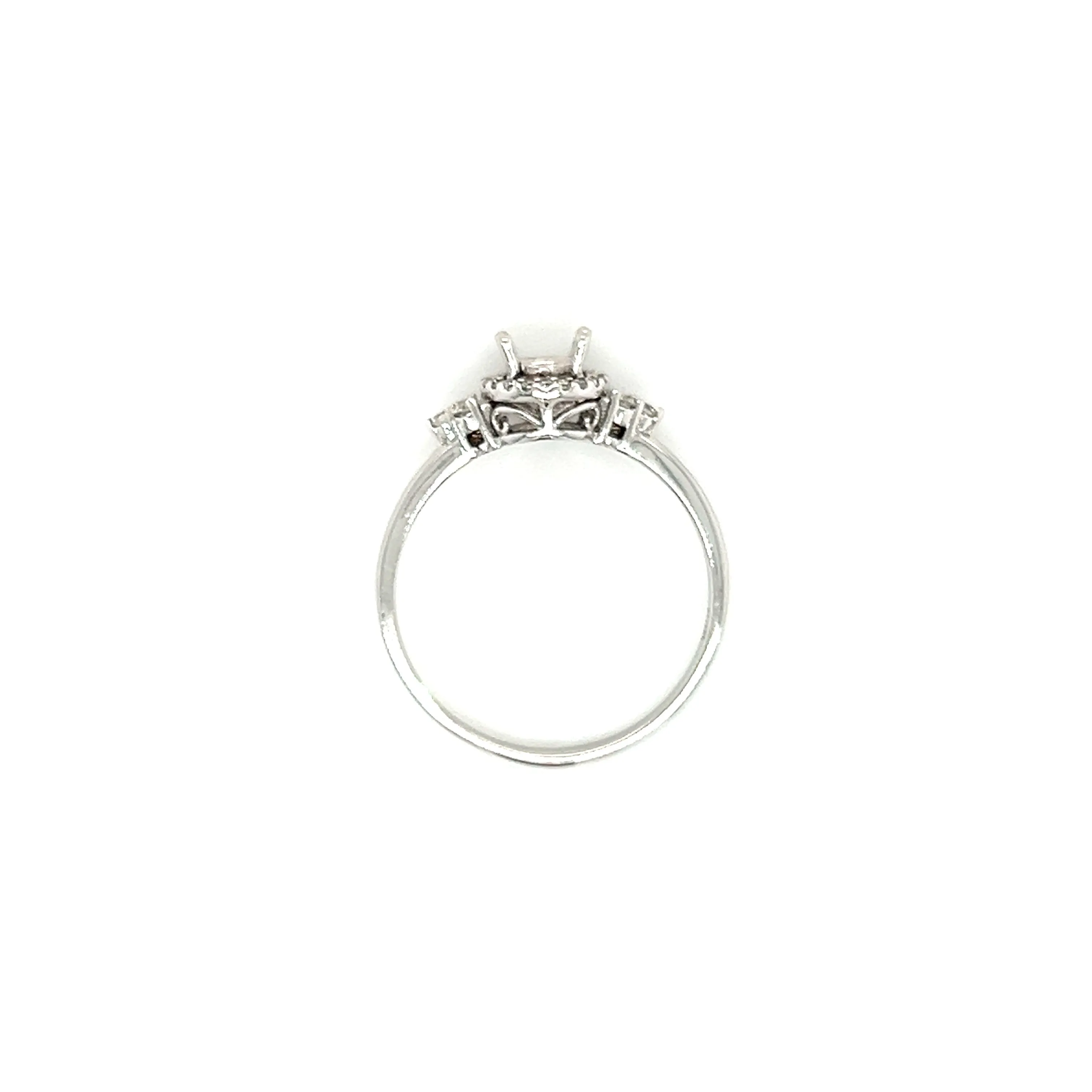 Round Diamond Halo Ring Setting with 0.2ctw of Diamonds in 14K White Gold