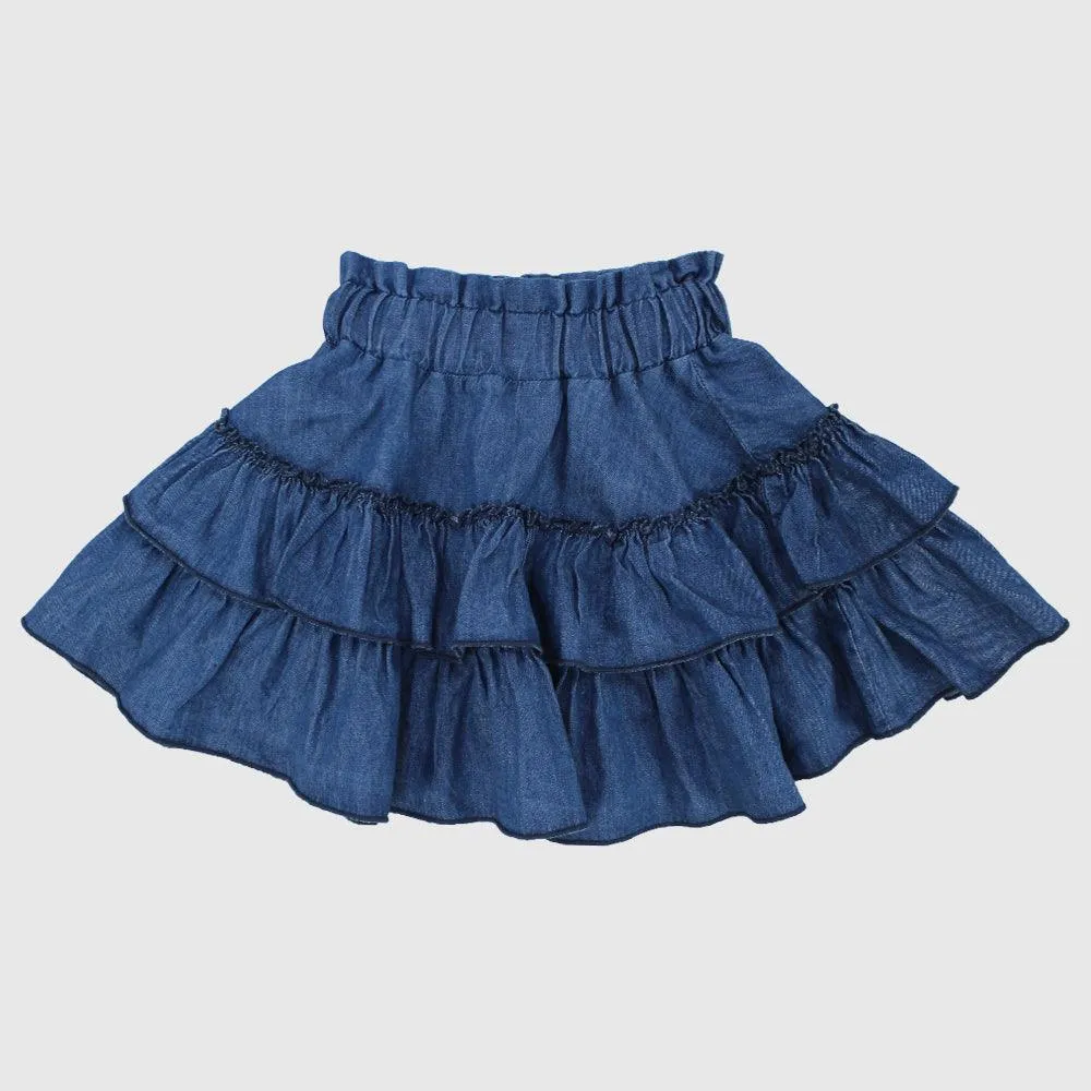 Ruffled Jean Skirt