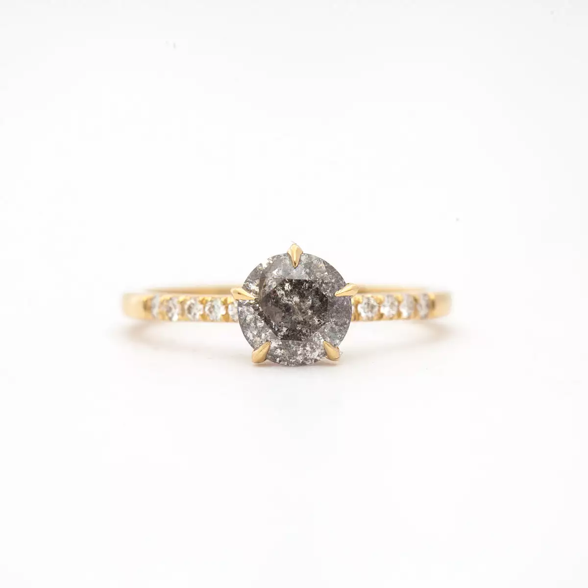 Salt and Pepper Diamond Vault Five-Prong Solitaire