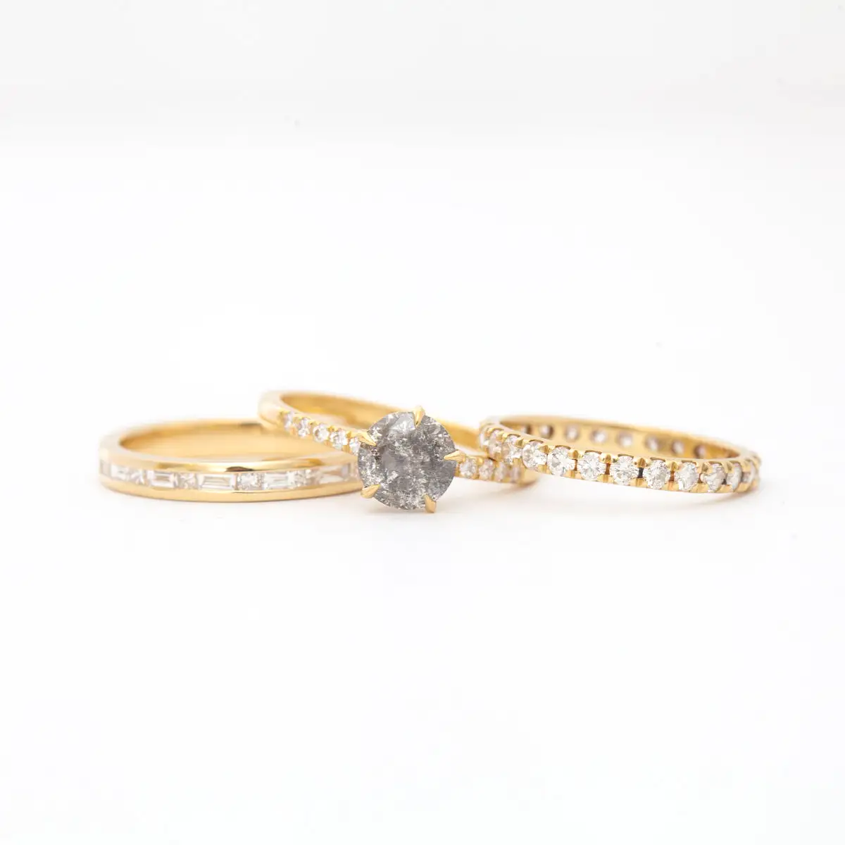 Salt and Pepper Diamond Vault Five-Prong Solitaire